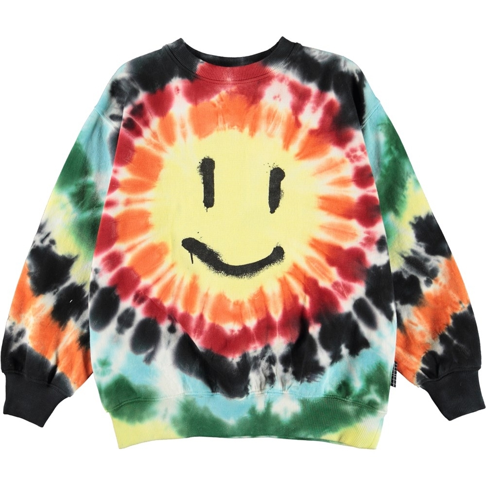 Molo Monti Smiley Face Tie Dye Sweatshirt Kids Unisex Organic Cotton